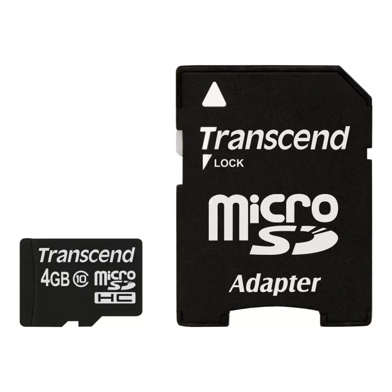 Flash Memory Transcend 4GB MicroSDHC Class 10 with Adapter
