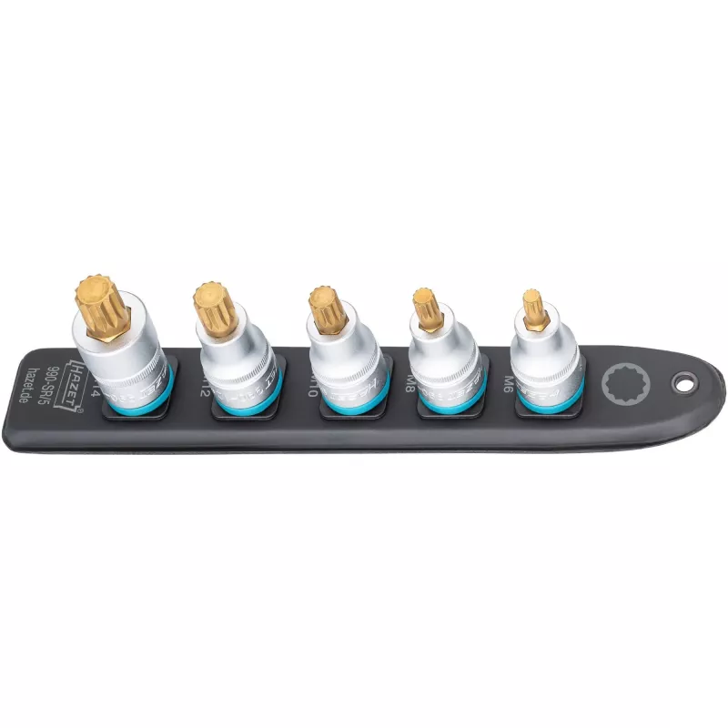Socket Set Hazet 990-SR/5 multi-tooth short sockets, 5 pcs, sizes M6–M14