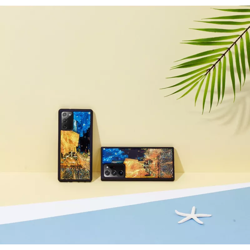 Phone case iKins for Samsung Galaxy Note 20 Ultra — black cafe terrace design