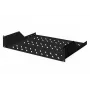 Digitus | 2U Fixed Shelf for Racks | DN-19 TRAY-2-SW | Black | Perfect for storage of components which are not 483 mm (19”) suitable. Slim design which takes space of 2 height units. Easy and quick to mount or dismount. Dimensions 88x482x349 mm, up to 25 kg