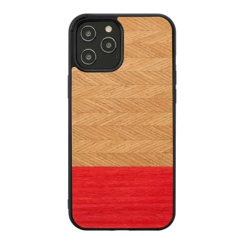 Protective phone case man and wood for iPhone 12 Pro Max — herringbone azalea black