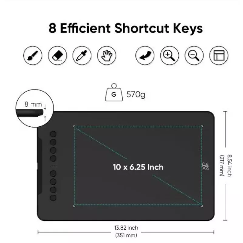 Graphics Tablet XP-Pen DECO 01 V3 — 5080 lpi, 254 x 158.75 mm, Black, USB (Wired & Wireless)