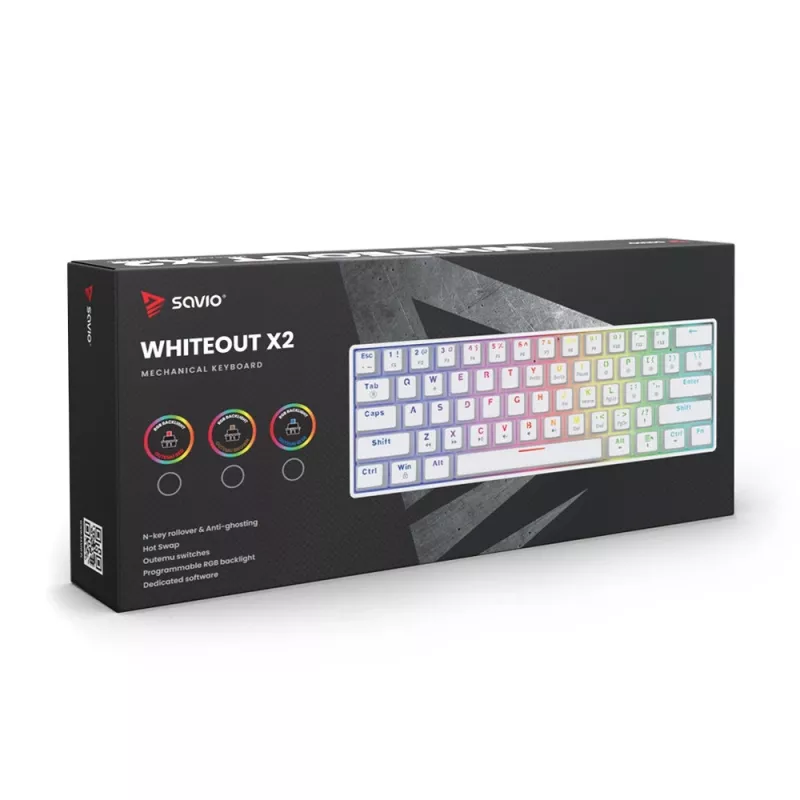 Mechanical Keyboard Whiteout X2, Brown Outemu, Hot Swap Savio Savgk-whit