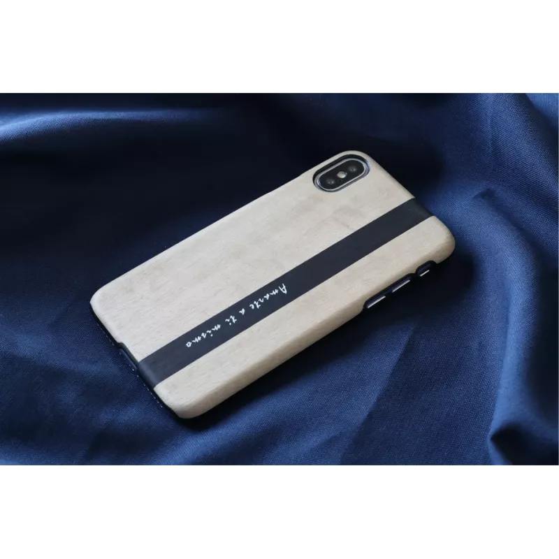 Smartphone case man and wood for iPhone X/XS — black leather