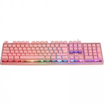 Deltaco GAM-021-RGB-P-DE - full size (100%) - USB - membrane key switch - QWERTZ - Pink