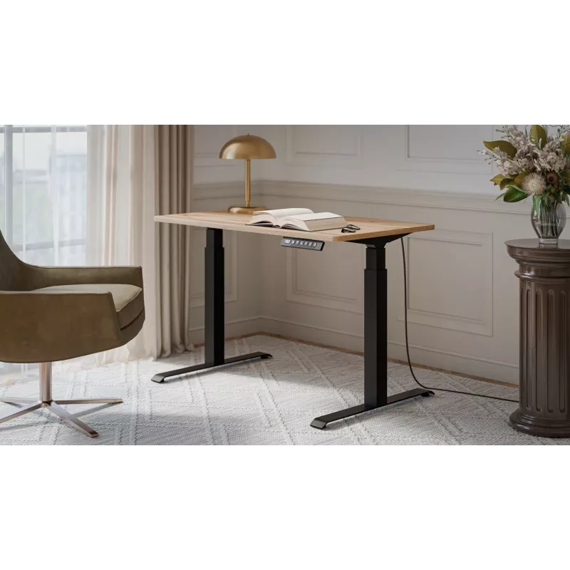 Desk with electric height adjustment MOON 121x67x72-120 black/tan