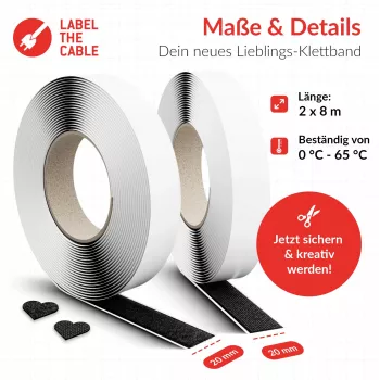 Hook-and-loop cable tape Label the Cable LTC Klettrolle Easy Tape Strap 8 m × 20 mm, black