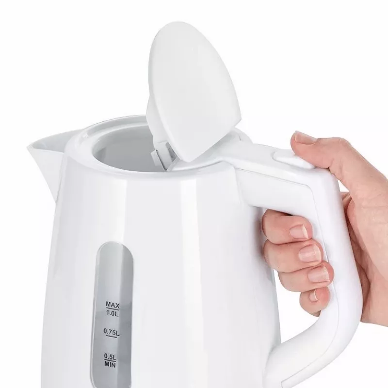 Electric kettle SEVERIN 1 L 2200 W white — cordless, 360° base, concealed heating element