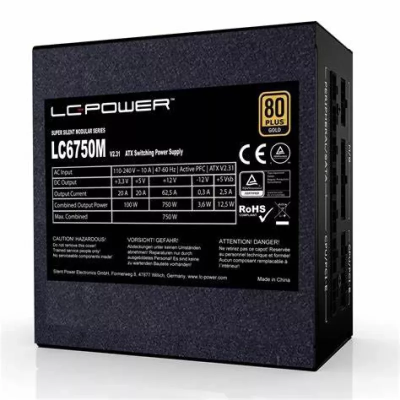 LC-Power Super Silent LC6750M V3.0 750W 80Plus Gold 135mm-Lue retail - PC-/Server Power Supply - ATX