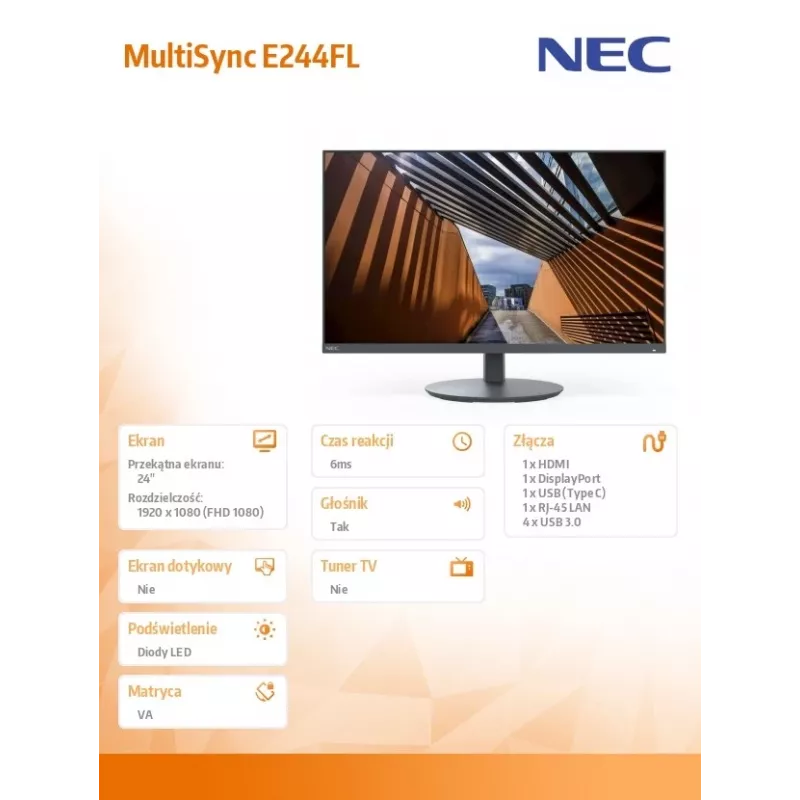 NEC MultiSync E244FL computer monitor 61 cm (24 inch) 1920 x 1080 pixels Full HD LCD Black