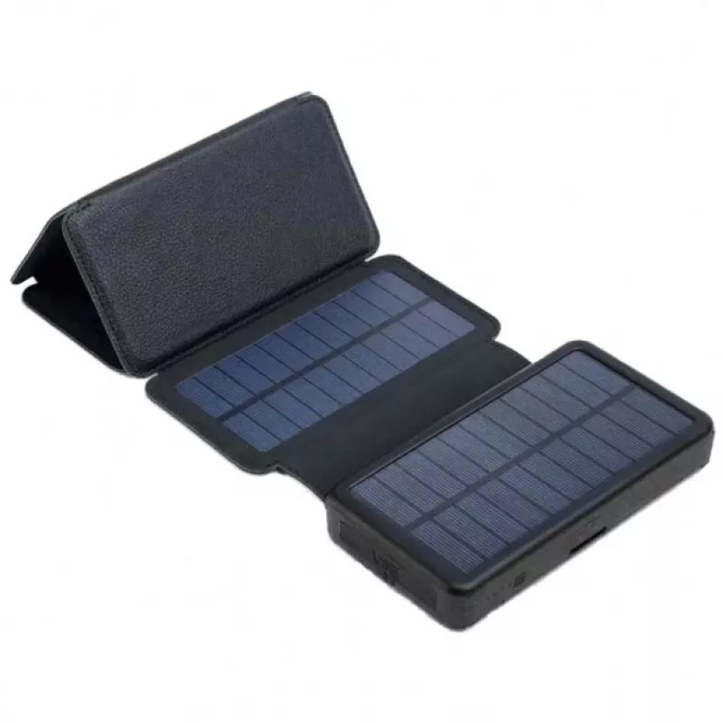 PowerNeed ES20000B Foldable Solar Panel with Power Bank, 9 W, 20000 mAh, Li-Poly, 2x USB 2A, Black