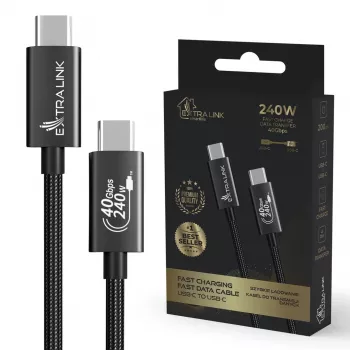 USB C to USB C cable Extralink CABESL05 — 2 m, USB 2.0, black