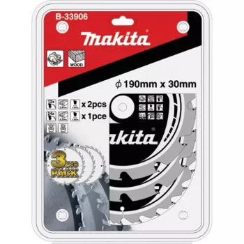 Circular Saw Blade-Set MAKFORCE B-33906, Ø 190mm, 12Z / 24Z (3-piece, Bore 30mm)