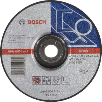 grinding disc Expert for Metal, Ø 180mm, grinding disc Bore 22,23mm, A 30 T BF, offset
