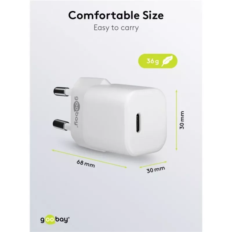 Goobay Universal Black AC Fast Charging Indoor Charger 65403 USB Type-C 110-240V