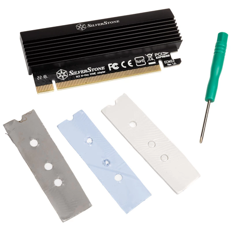 M.2 PCIe x4 Adapter with Cooler SILVERSTONE SST-ECM23 — M.2 NVMe to PCIe x4 (with active cooling)