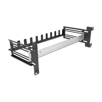 Circuit-breaker panel DELOCK 67282 — metal 19 inch rack accessory, black housing, 1 pc