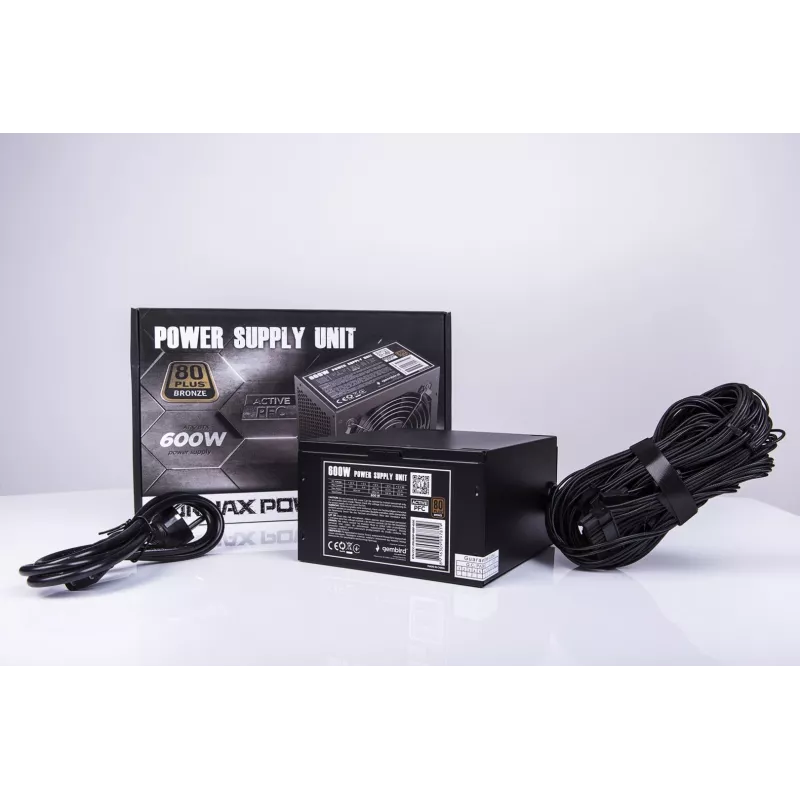 Power Supply ATX 80+Bronze 600W active PFC, 12cm Fan