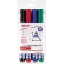 Permanent Marker Edding 653 Chisel/Fine Tip Black Blue Green Red 4 pcs