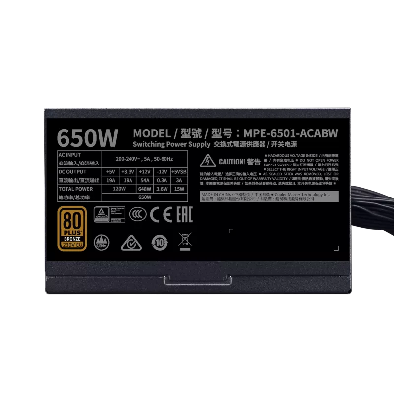Power Supply MWE Bronze V2 650W 80+ Bronze
