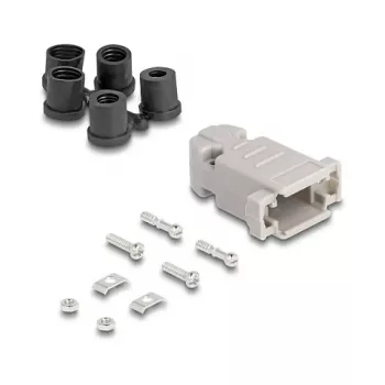 DELOCK D-Sub housing 9‑pin with rubber seals, plastic, black/grey, 41.6×31.6×19.8 mm