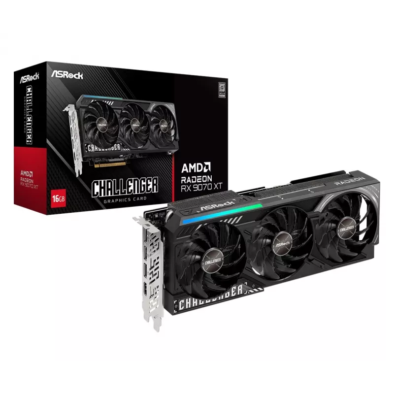 Graphics card ASRock Challenger Radeon RX 9070 XT — 16 GB GDDR6, 256-bit, PCIe 5.0, 3-fan active cooling