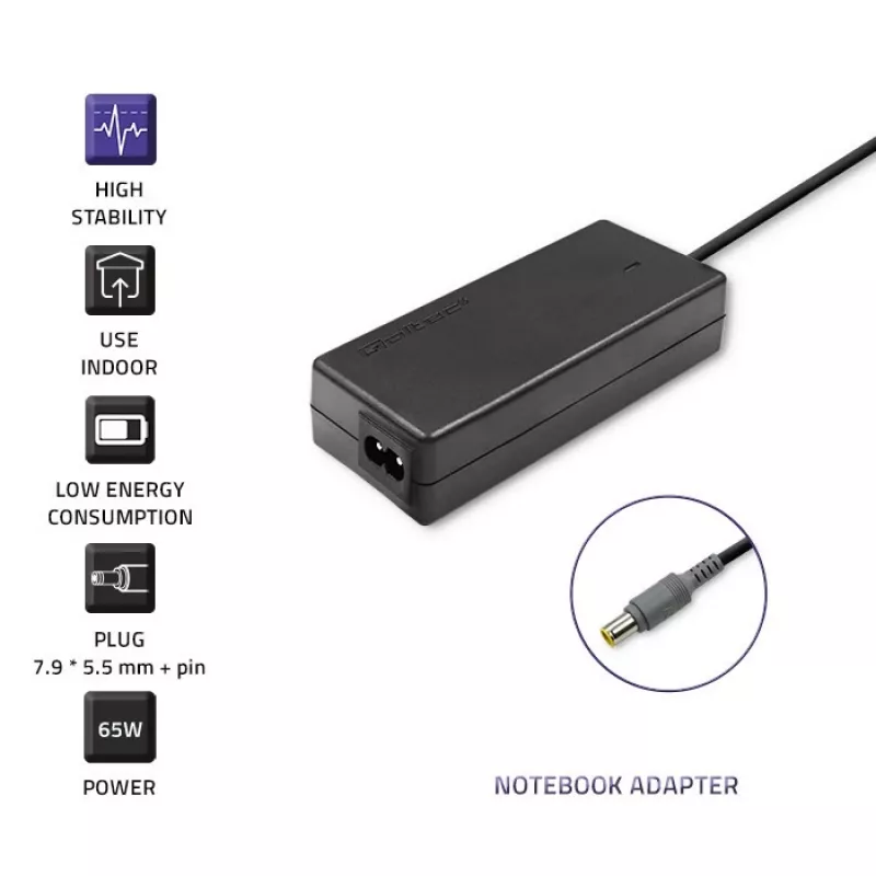 Qoltec laptop power supply for IBM 65w 3.52a 20v 7.9x5.5 + pin IBM 50013.65w