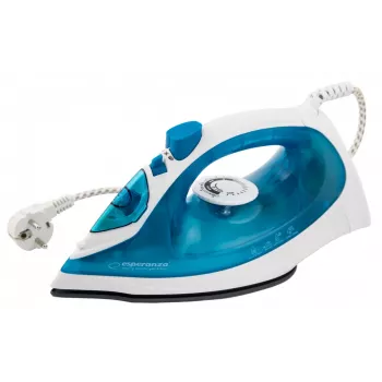 Steam iron ESPERANZA EHI002 — 2200 W, ceramic soleplate, vertical steam, 0.815 kg, white/blue