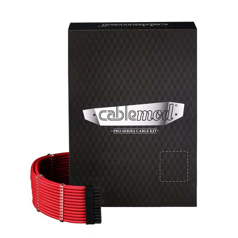 CableMod Cable Kit C-Series PRO ModMesh RM Black Label CM-PCSR-16P3KIT-NKR-R – sleeved PSU and GPU cables, ModMesh, red