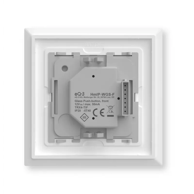 Smart glass push-button HomeMatic Homematic IP Glass push-button, 230 V, 868 MHz, white, 54.5×54.5×29 mm