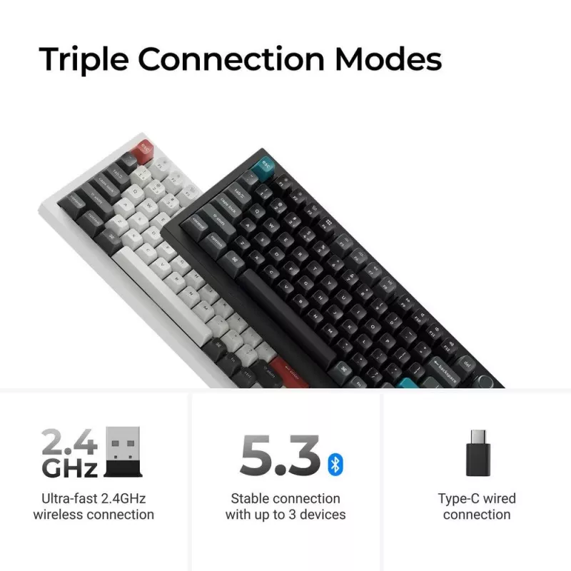 Mechanical Keyboard Keychron Q1 Ultra 8K — 75% layout, USB + RF Wireless + Bluetooth, RGB, Black