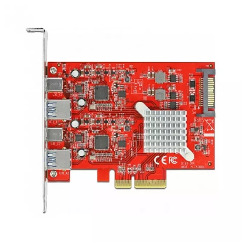 Expansion Card DeLOCK PCI Express x4 to USB 10 Gbps 2x Type-A 2x Type-C