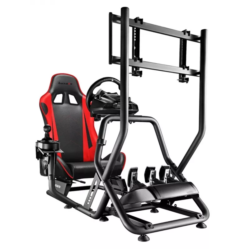 Racing cockpit huzaro Speed 6.0 with adjustable seat, steel frame, 30°–90° angle, supports up to 120 kg, red, 1080×1360×560 mm