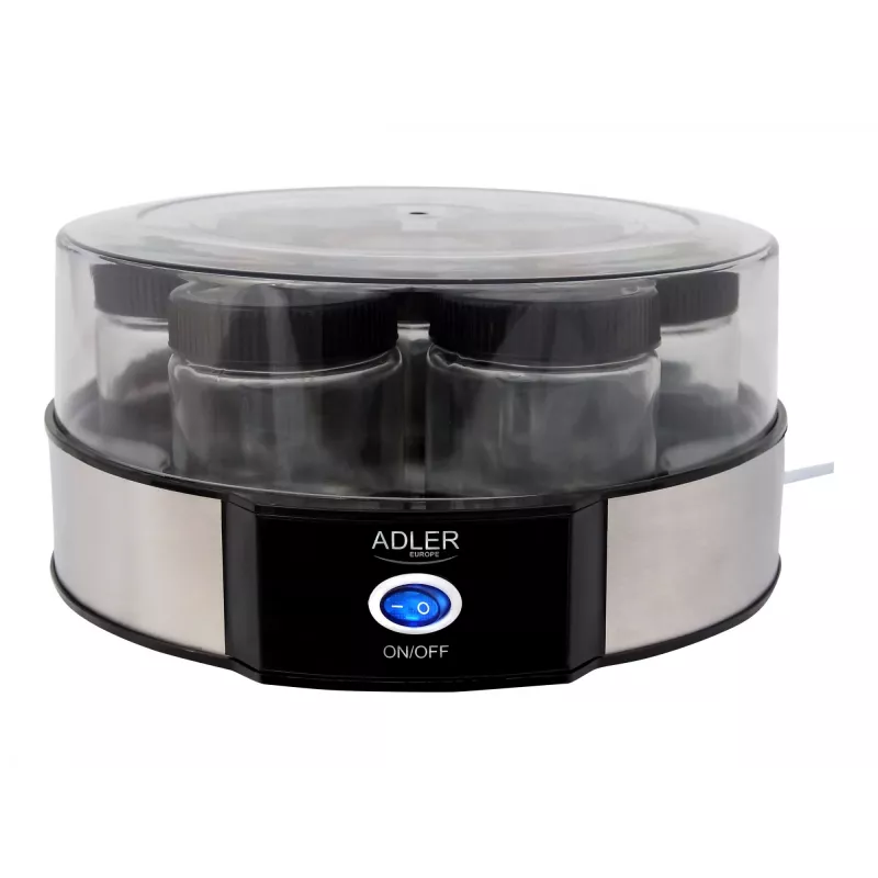 Yogurt maker Adler AD 4476 — 7 pots, 42°C, 20 W, grey/black/transparent
