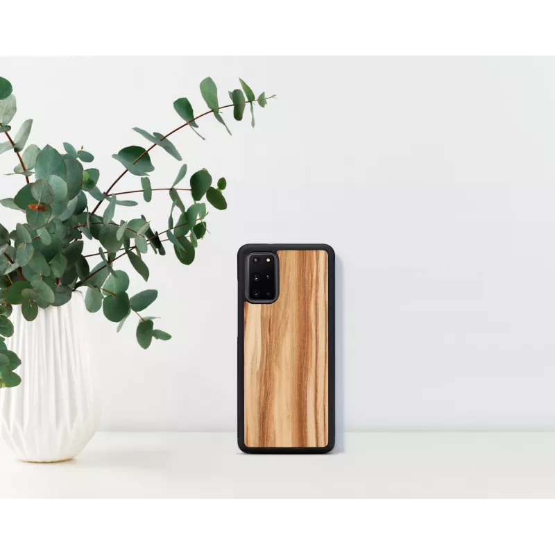 Phone case man and wood Galaxy S20+ cappuccino black – protective smartphone cover