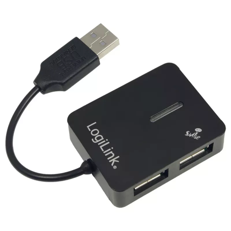 USB hub LOGILINK UA0139 — 4‑port USB 2.0, 480 Mbit/s, black