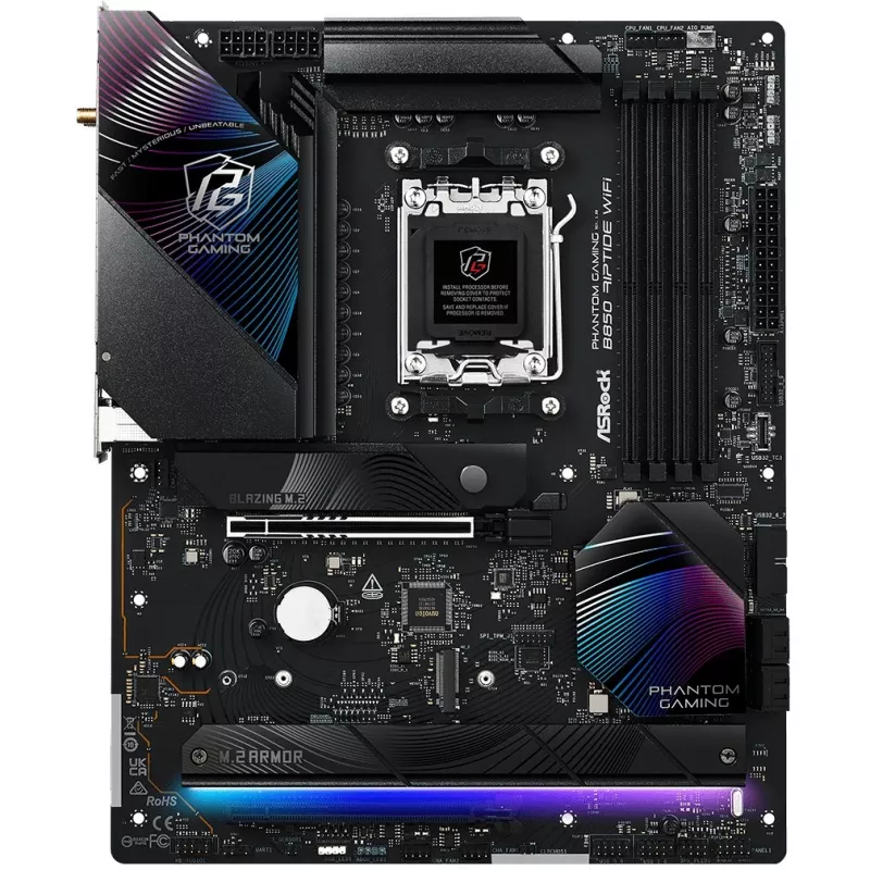 Motherboard ASRock Phantom Gaming B850 Riptide WiFi — AMD B850, Socket AM5, ATX, DDR5, 4x M.2, Wi‑Fi 7, 2.5Gb LAN