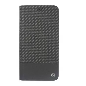 Phone book case Tellur for iPhone XS Max — black carbon finish, folio wallet style