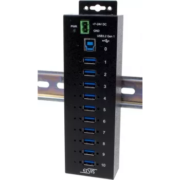 USB hub Exsys EX-1580SHMVS 10-port managed with USB cable and DIN-rail kit
