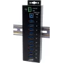 USB hub Exsys EX-1580SHMVS 10-port managed with USB cable and DIN-rail kit