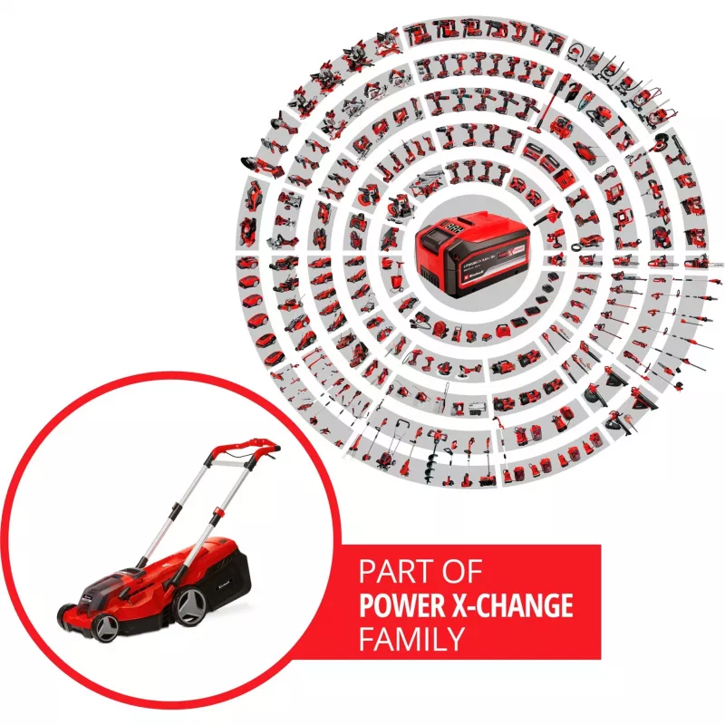 Professional Battery-Lawn Mower RASARRO 36/38, 36Volt (2x18V) (Red/black, 2x Lithium-Ion Battery 4,0Ah)