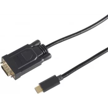 Video cable adapter S/CONN 10-59045 3 m USB Type-C VGA (D-Sub) Black