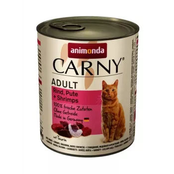 Wet cat food animonda Carny can 800 g — adult, turkey & beef, protein 11.5%, moisture 79%