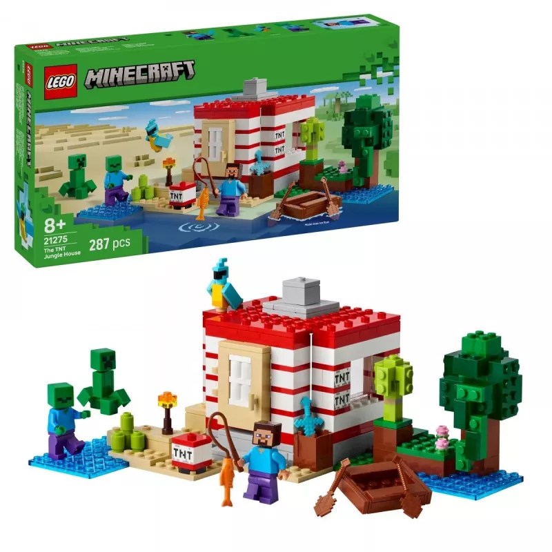 Construction toy LEGO Minecraft set 21275 TNT Jungle House, 287 pieces, 2 minifigures, age 8+