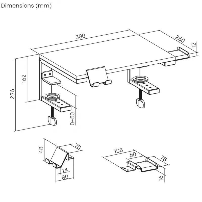 Ergo Office laptop / monitor stand, max. load 20kg, for diag. 13-32, black, ER-303 B