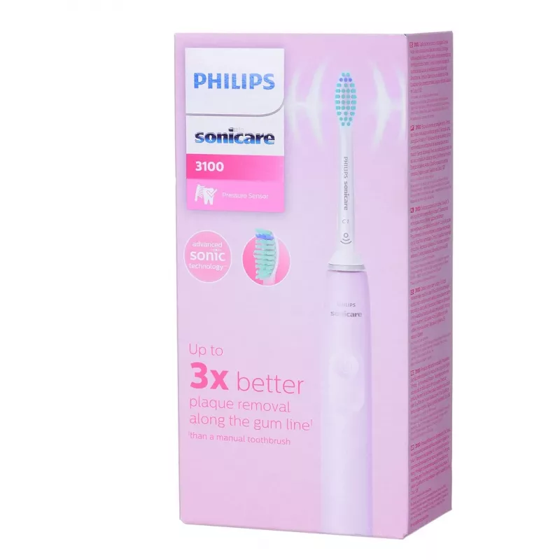 Sonic electric toothbrush Philips 3100 series HX3671/11 with pressure sensor, built-in Li‑Ion battery, 1 brush head, white/rose