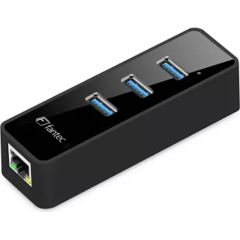 Fantec UMP-3UE1000 - Network Adapter - USB3.0 - Gigabit Ethernet x 1 + USB3.0 x 3 - Black (1959)
