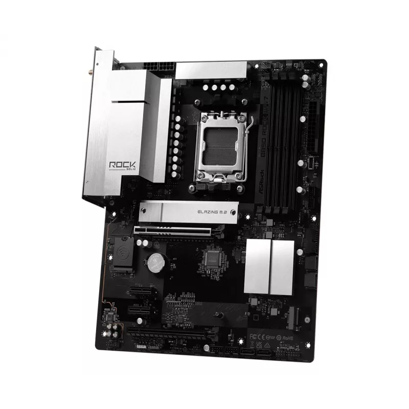 ASRock B850 Rock WiFi 7 Motherboard, AMD Socket AM5, ATX, DDR5, Wi-Fi 7