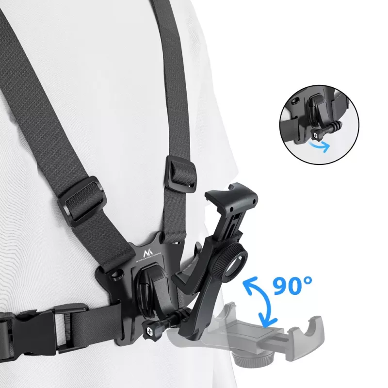 Chest harness smartphone holder MACLEAN MC-294 adjustable fit lightweight for hands-free use