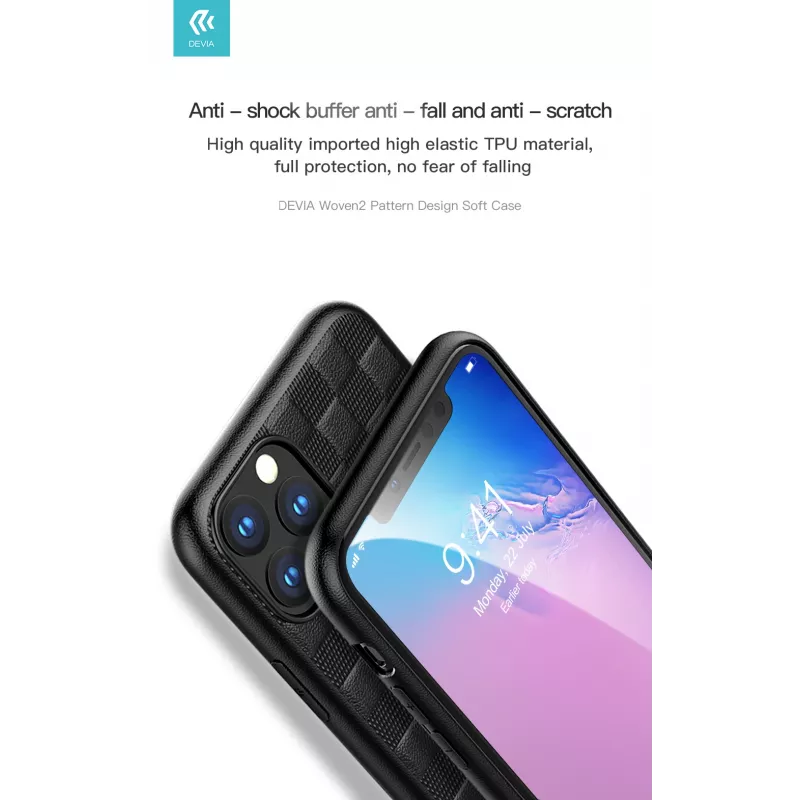 Protective soft case Devia Woven2 for iPhone 11 Pro Max, woven texture, black